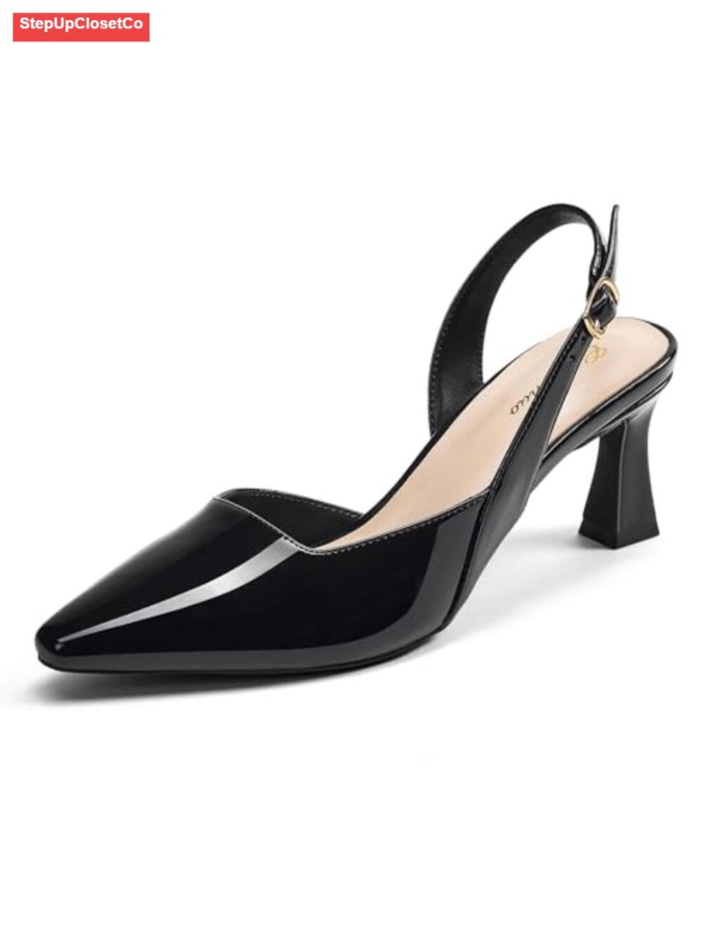 Women's Kitten Heel Slingback Pumps Closed Toe D'Orsay - Picture 5 of 6